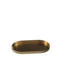 Presentatie plateau, 45 x 25 cm, ovaalvormig, in goudkleurig geborsteld staal
