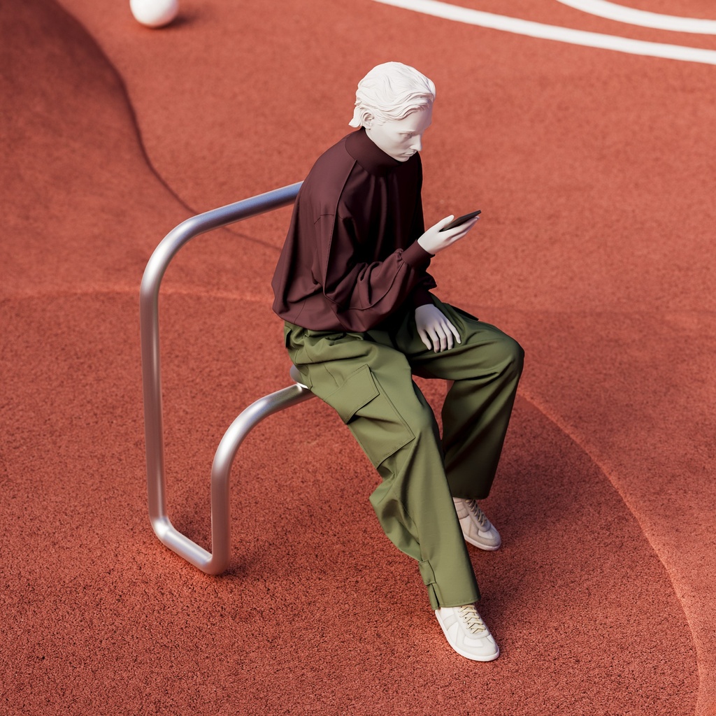 Genderneutrale mannequin, collectie NXT - gen Z, kleur lichtgrijs, zittende pose 001