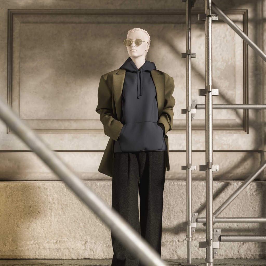 Realistische damesetalagepop, urban stijl, wit mat, staande pose 003