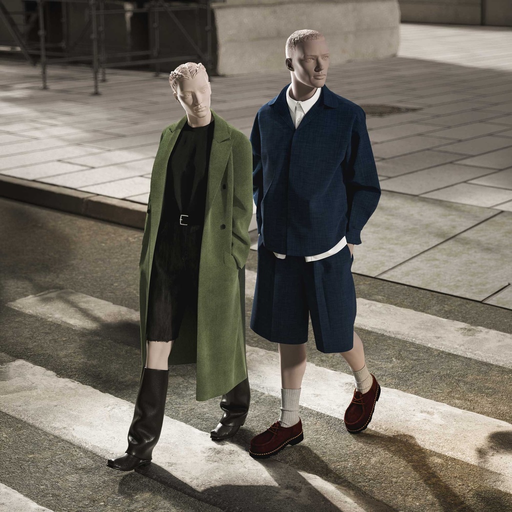 Realistische herenetalagepop, urban stijl, wit mat, staande pose 303