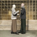 Realistische herenetalagepop, urban stijl, wit mat, staande pose 306