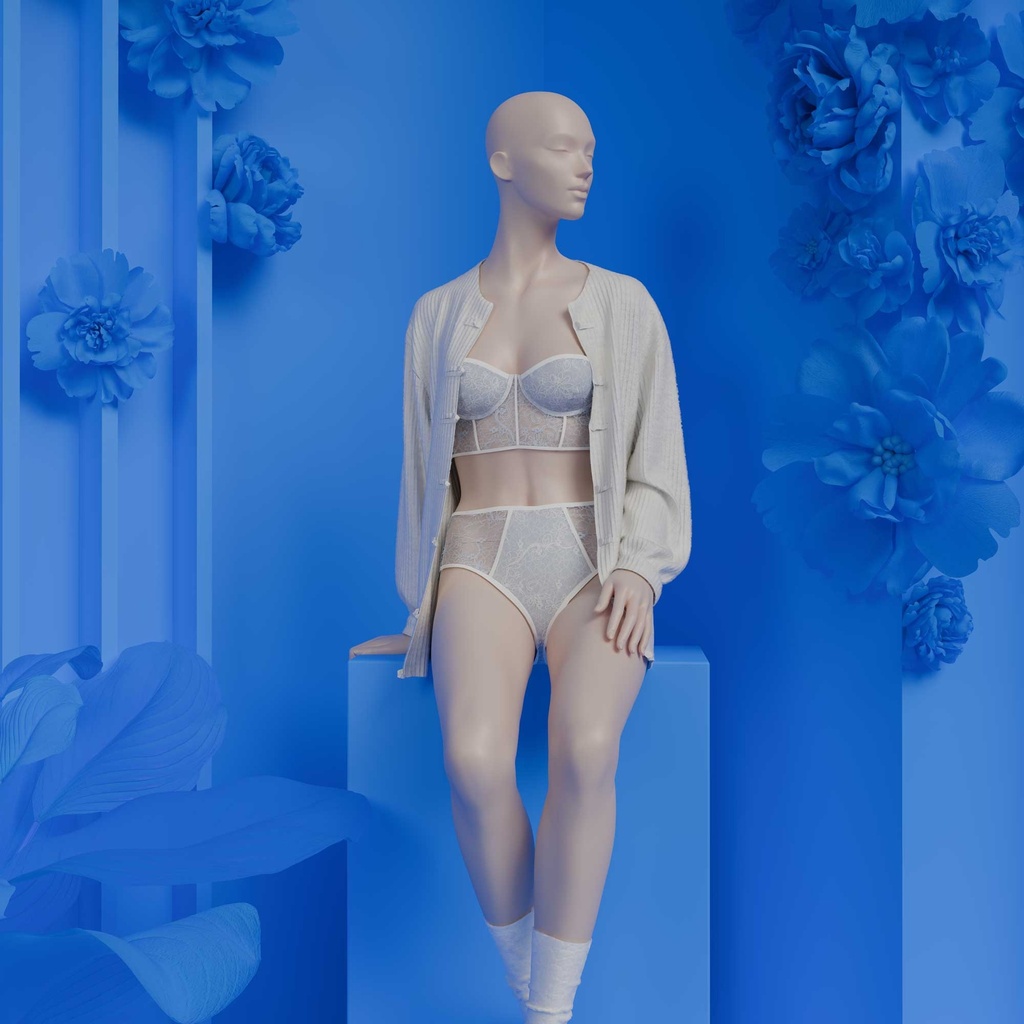 Lingerie mannequin dame B-cup huidskleur zittende pose 10B 