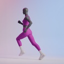 Lopende sport dames mannequin, grafiet grijs, gestilleerd hoofd, staande pose 04