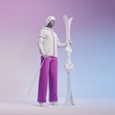 Ski sport dames mannequin, grafiet grijs, gestilleerd hoofd, staande pose 10 