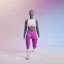 Fitness sport dames mannequin, grafiet grijs, gestilleerd hoofd, staande pose 171 