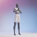 Yoga sport dames mannequin, grafiet grijs, gestilleerd hoofd, staande pose 17