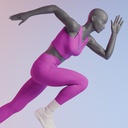 Sprinter sport dames mannequin, grafiet grijs, gestilleerd hoofd, staande pose 25