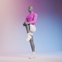 Stretching sport heren mannequin, grafiet grijs, gestilleerd hoofd, staande pose 302 