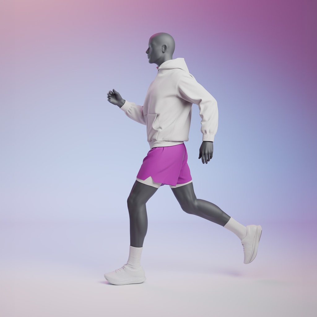 Lopende sport heren mannequin, grafiet grijs, gestilleerd hoofd, staande pose 304