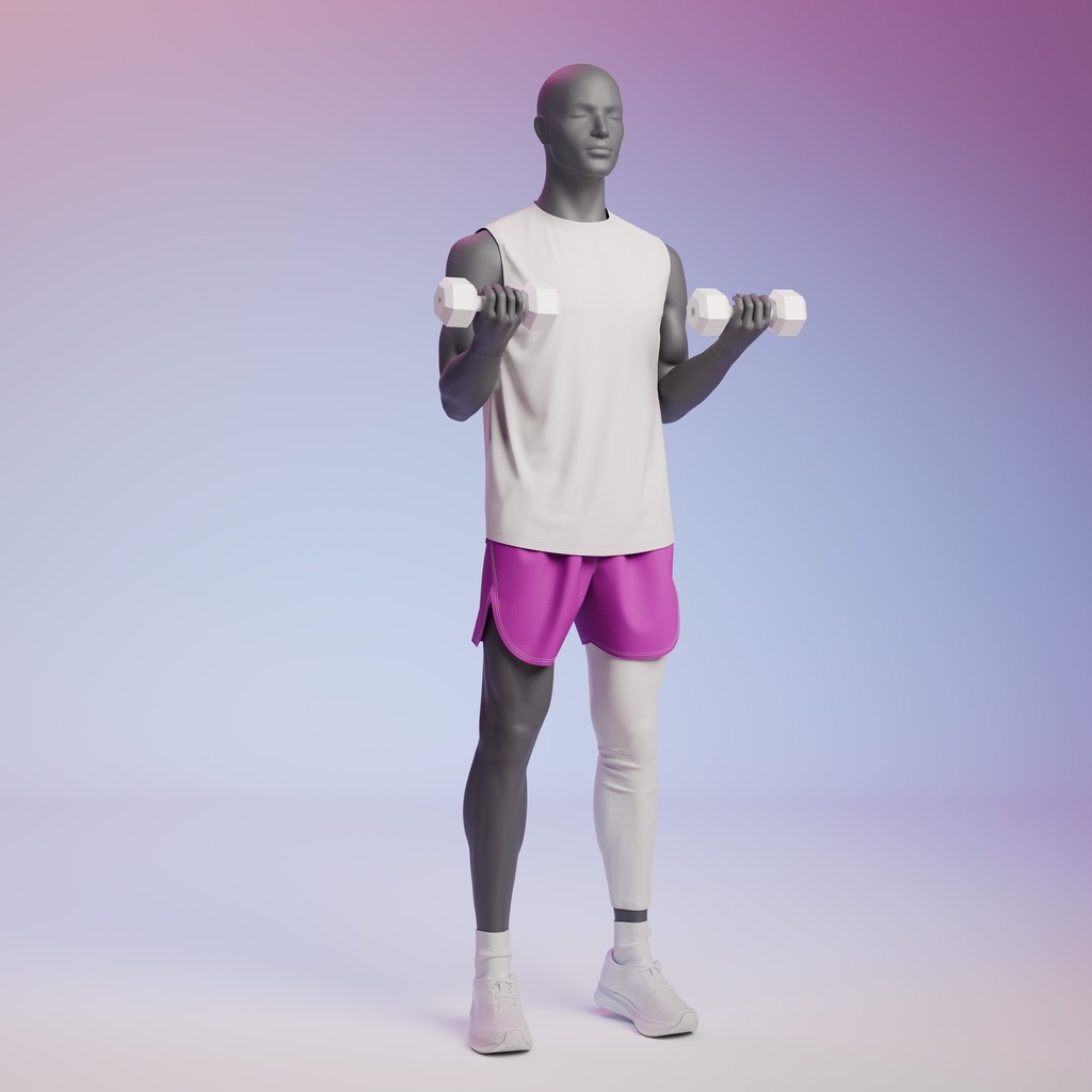 Fitness sport heren mannequin, grafiet grijs, gestilleerd hoofd, staande pose 319 