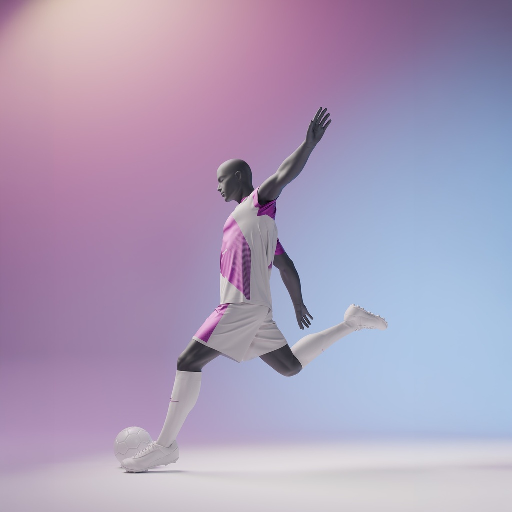 Voetbal sport heren mannequin, grafiet grijs, gestilleerd hoofd, staande pose 323