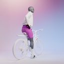 Fietsende sport heren mannequin, grafiet grijs, gestilleerd hoofd, zittende pose 331 