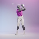 Golf sport heren mannequin, grafiet grijs, gestilleerd hoofd, staande pose 343