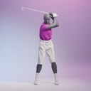 Golf sport heren mannequin, grafiet grijs, gestilleerd hoofd, staande pose 343