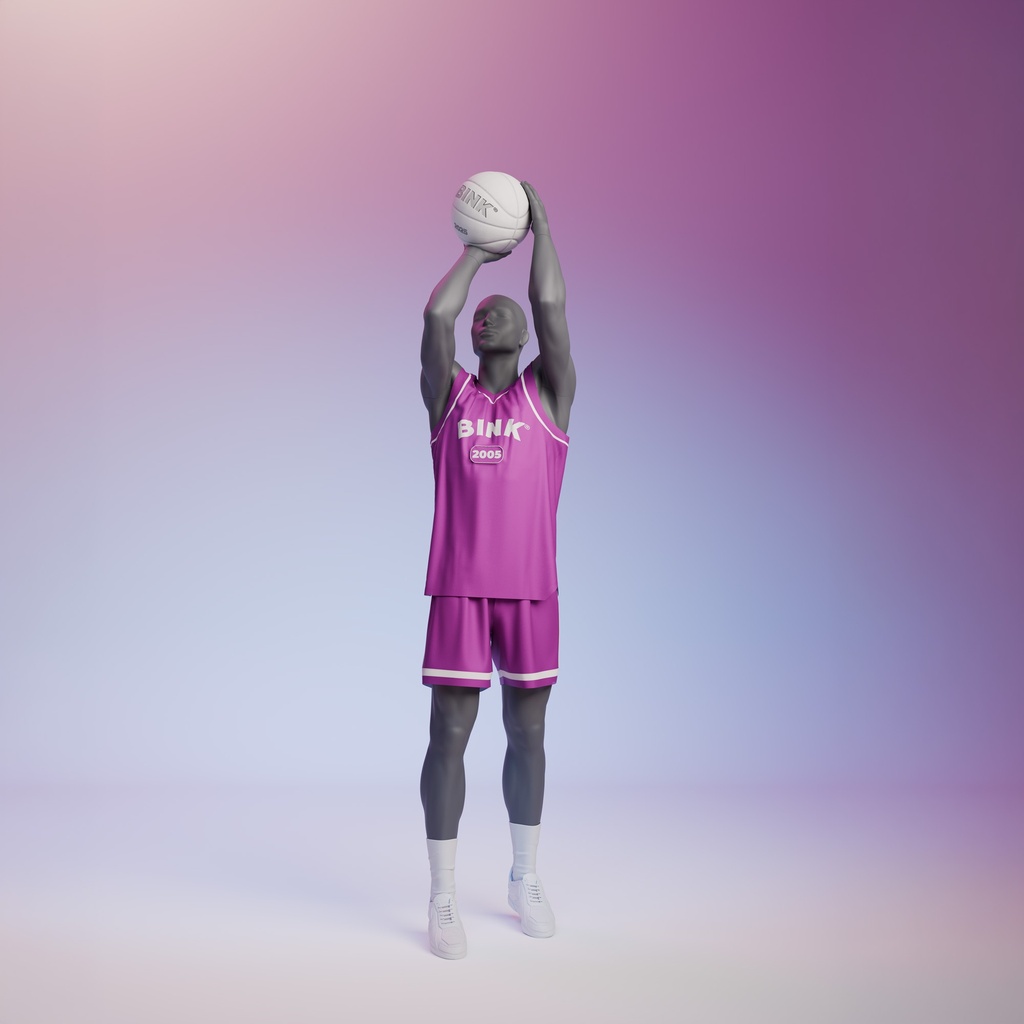 Basketbal sport heren mannequin, grafiet grijs, gestilleerd hoofd, staande pose 398