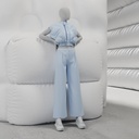 Abstracte grijze damesetalagepop, met abstract hoofd, glazen voetplaat, pose F004