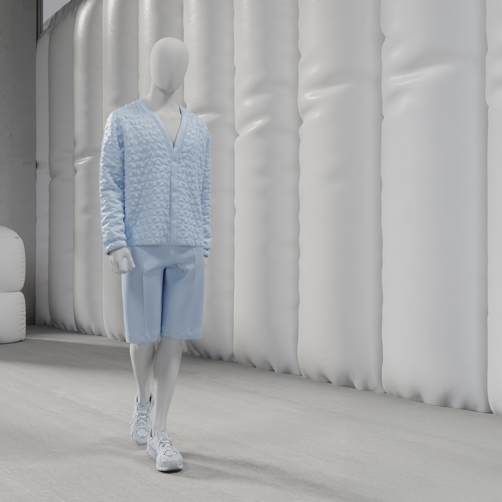 Abstracte grijze herenetalagepop, met abstract hoofd, glazen voetplaat, pose M110