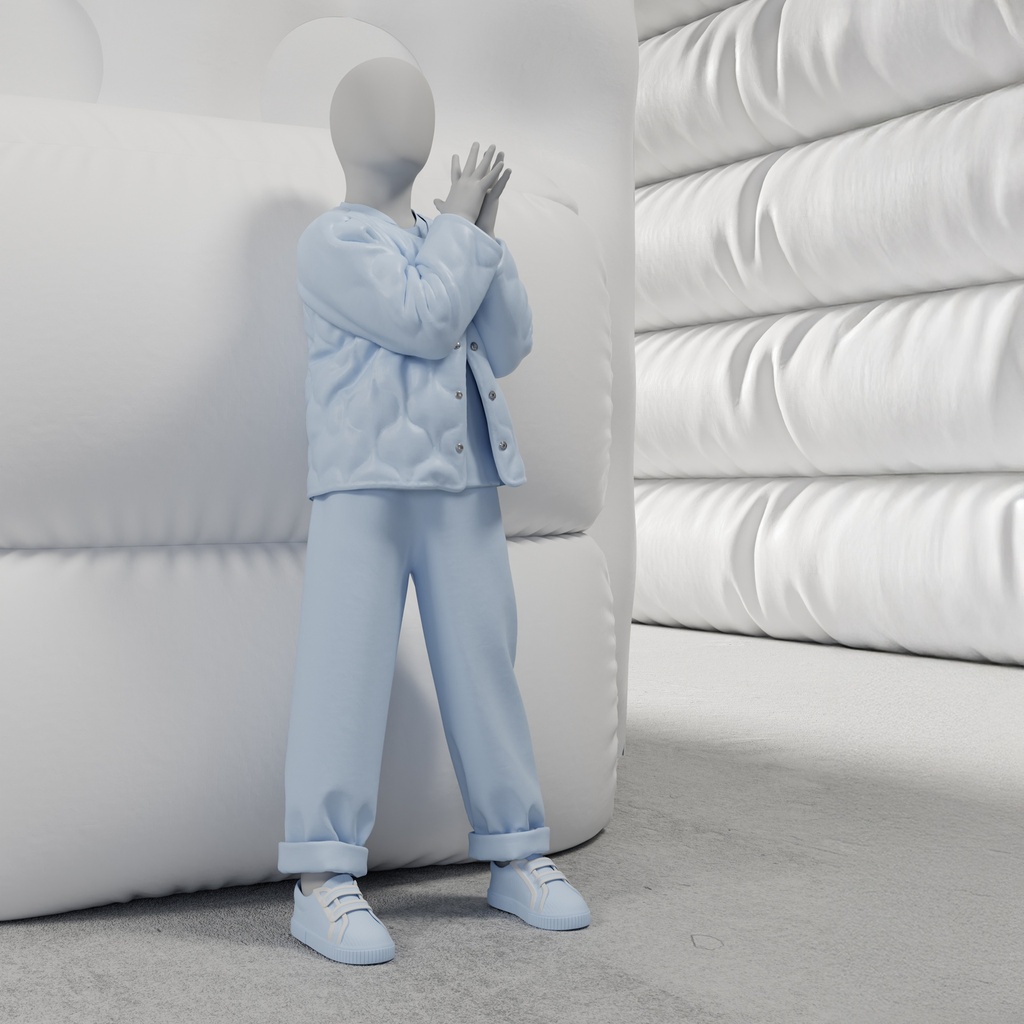 Abstracte grijze kinderetalagepop, met abstract hoofd, 4 jaar, glazen voetplaat, pose C201