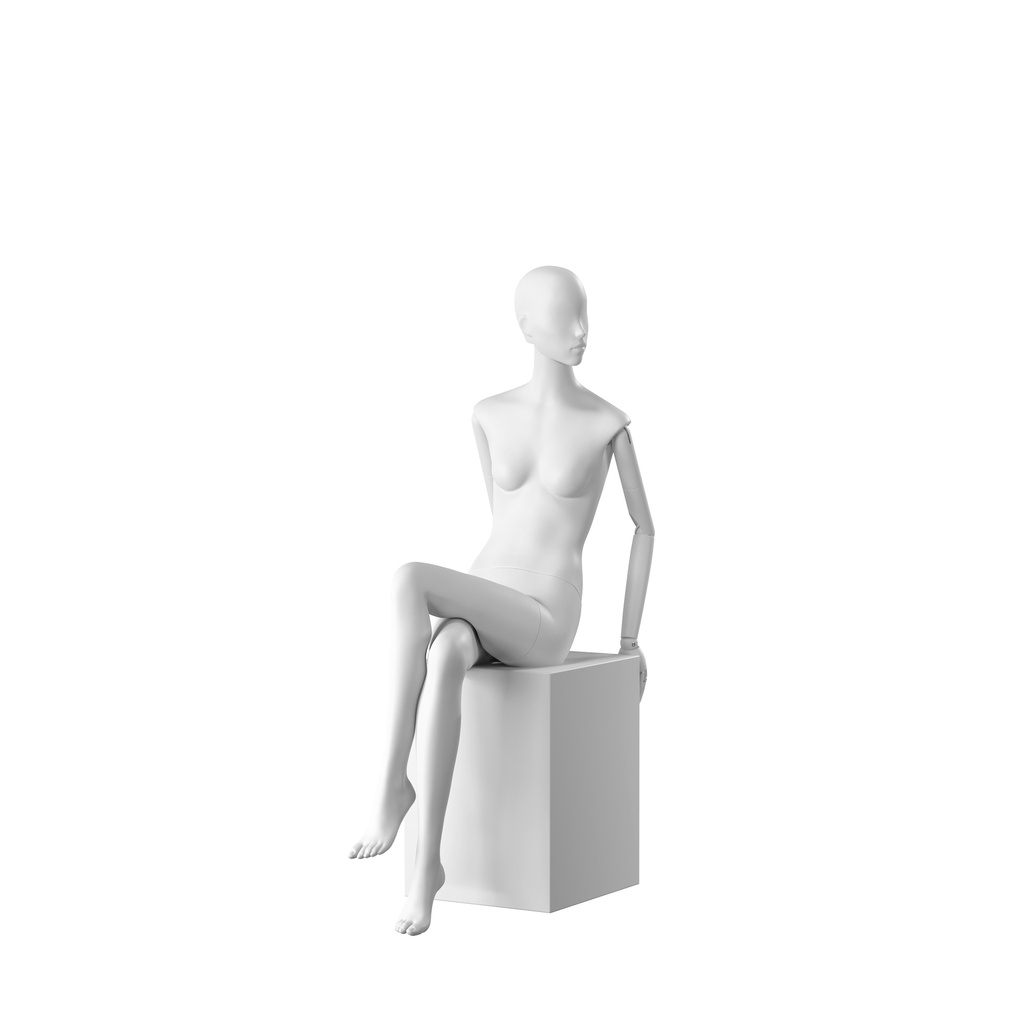 Elegante damesetalagepop, semi-abstract hoofd, EU34, kleur wit, Mirror Mirror, zittende pose FM003