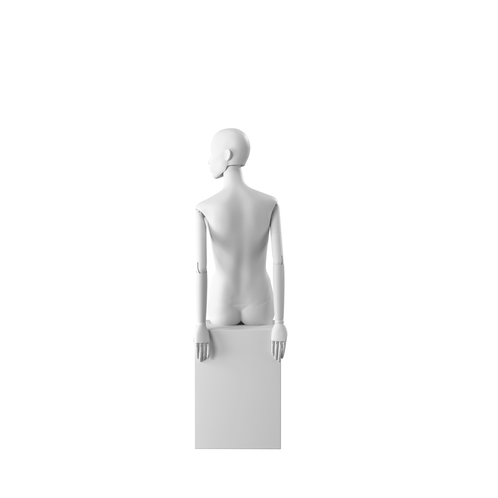 Elegante damesetalagepop, semi-abstract hoofd, EU34, kleur wit, Mirror Mirror, zittende pose FM003
