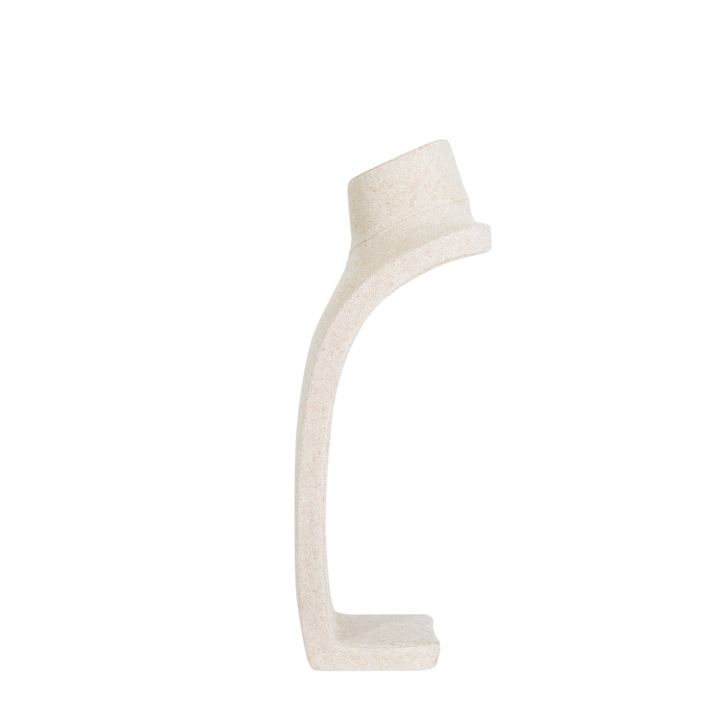Juwelenbuste voor halskettingen, hoogte 44,5 cm, overtrokken met beige stof