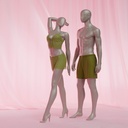 Paspop lingerie dame, B-cup, metallic huidskleur, staande pose 01B