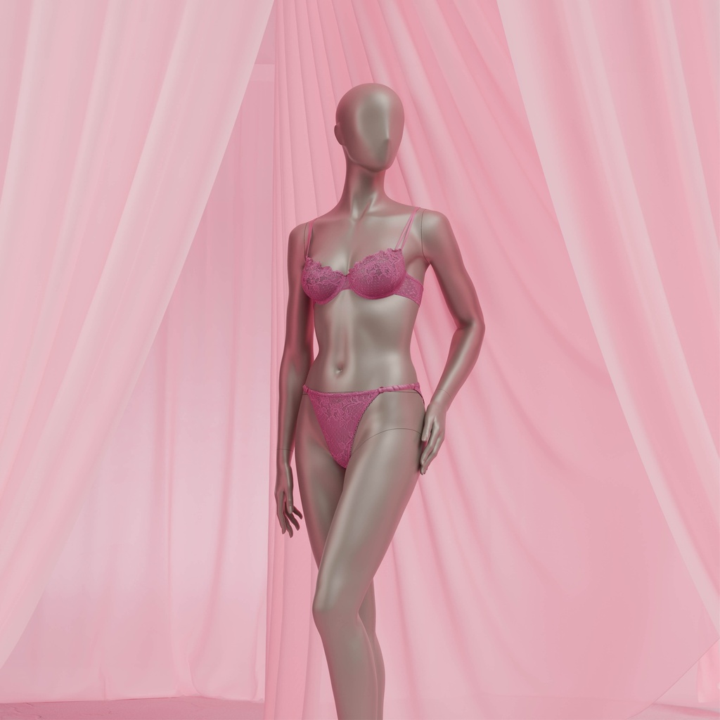 Paspop lingerie dame, B-cup, metallic huidskleur, staande pose 09B