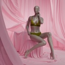 Paspop lingerie dame, B-cup, metallic huidskleur, zittende pose 08B