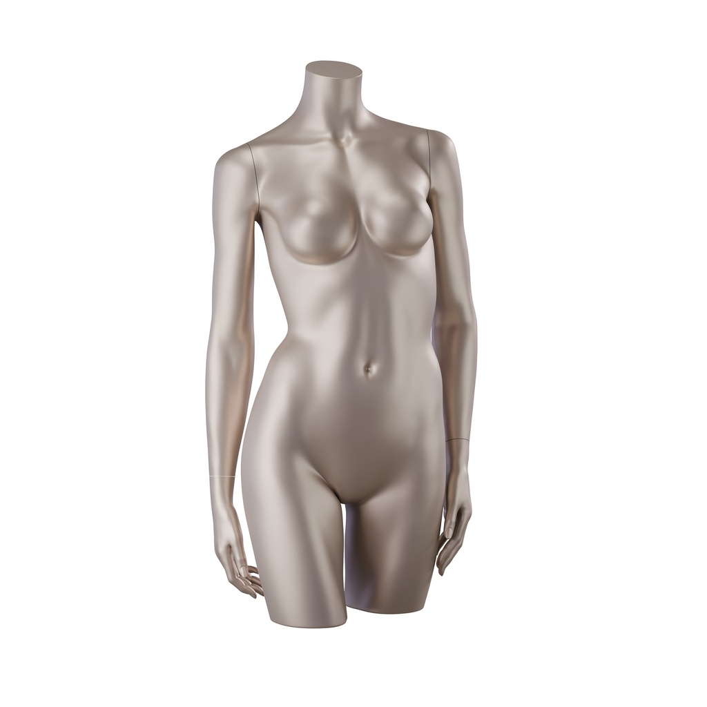 Damesbuste voor lingerie, met armen, B-cup, metallic huidskleur 