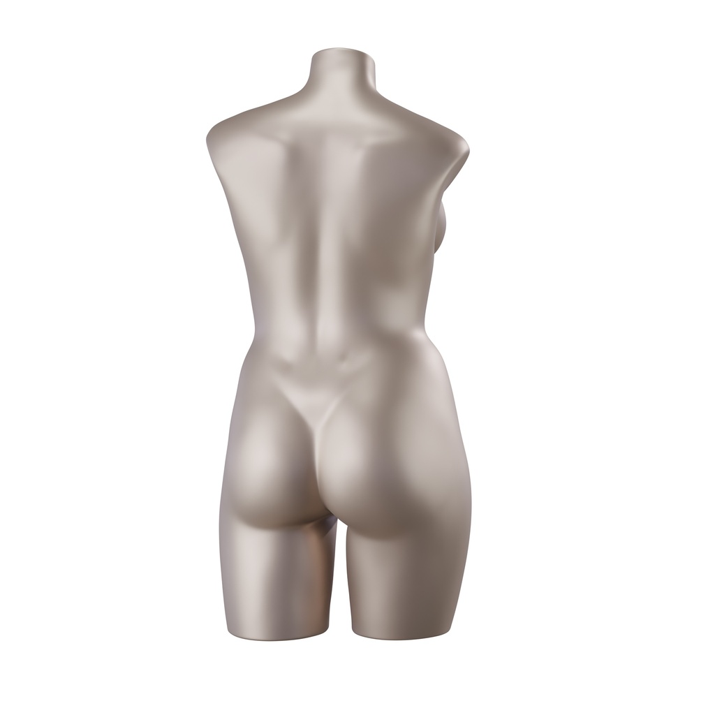 Volslanke lingerie torso, dame, D-cup, metallic huidskleur, pose 006