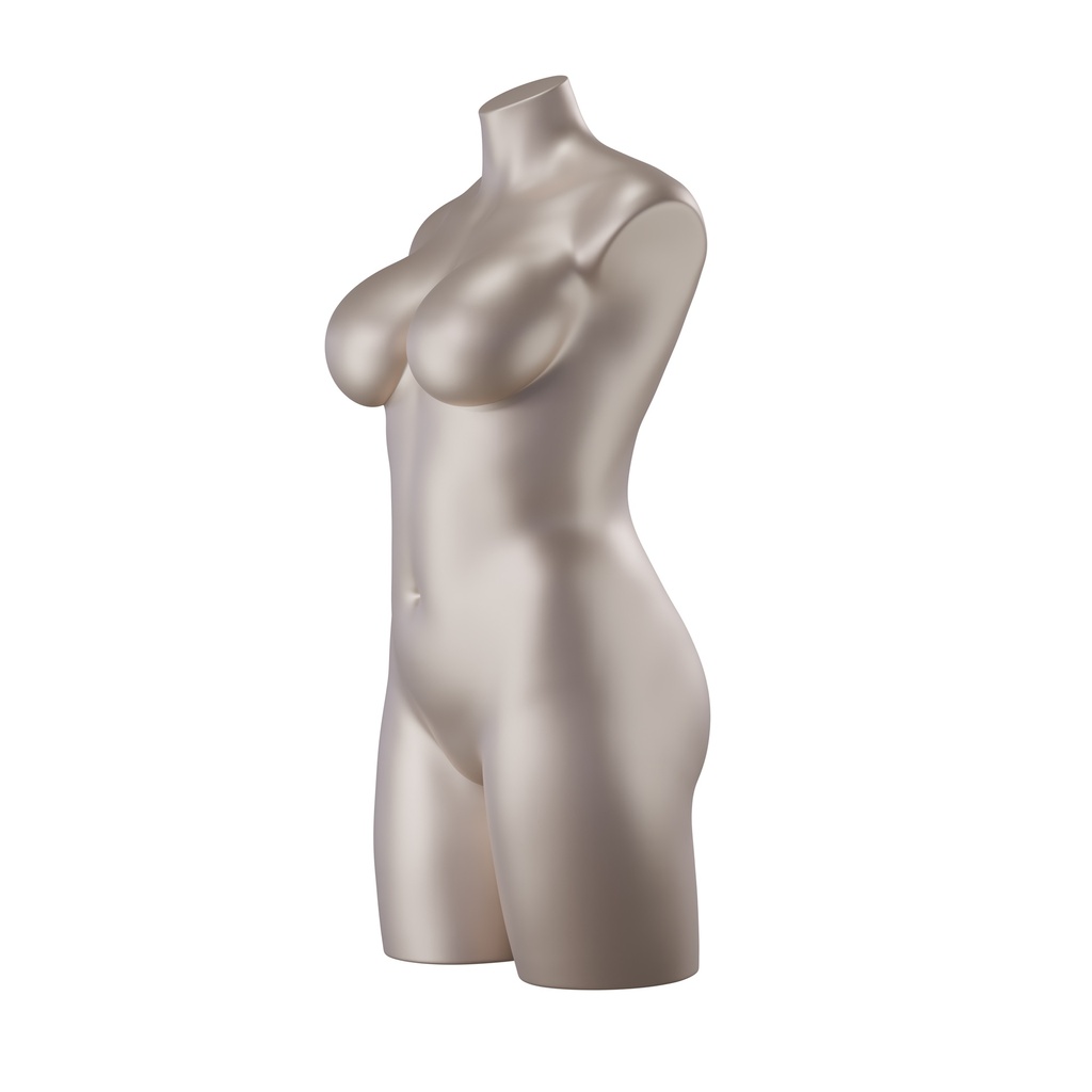 Volslanke lingerie torso, dame, D-cup, metallic huidskleur, pose 006