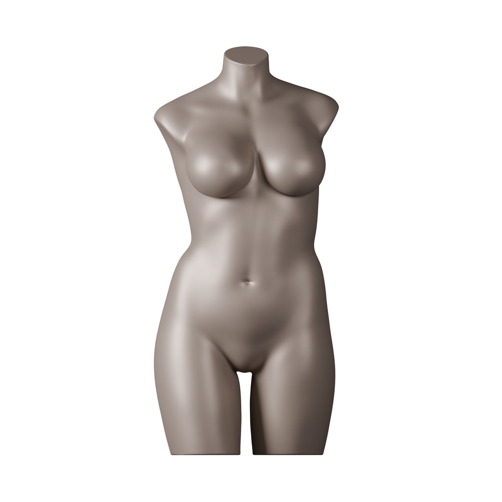 Volslanke lingerie torso, dame, D-cup, metallic huidskleur, pose 006