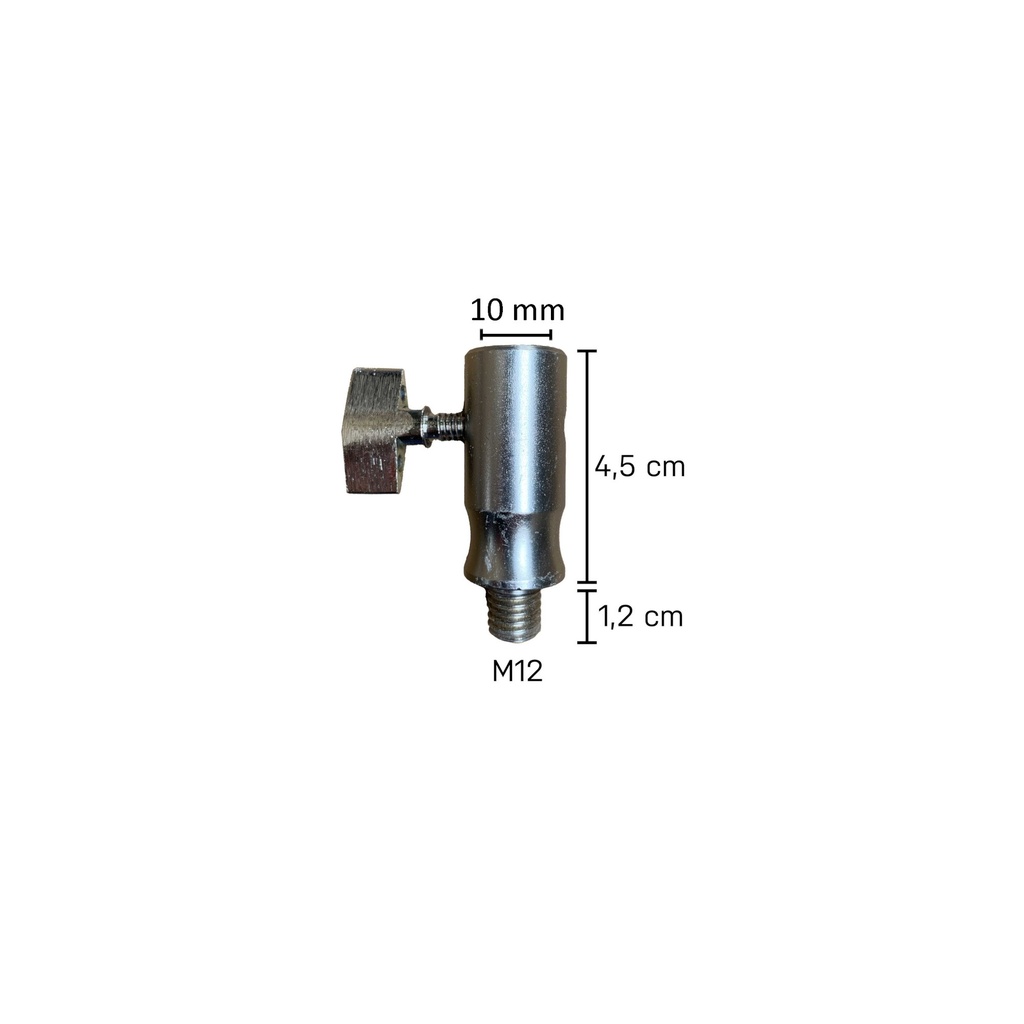 Connector voor kuitpin, M12, chroom