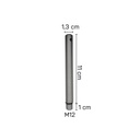 Voetpin 12 cm lang, dia 13 mm, M12, geborsteld staal