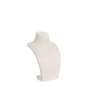 Juwelenbuste voor halskettingen, hoogte 34,5 cm, overtrokken met beige stof