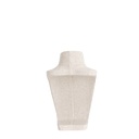 Juwelenbuste voor halskettingen, hoogte 34,5 cm, overtrokken met beige stof