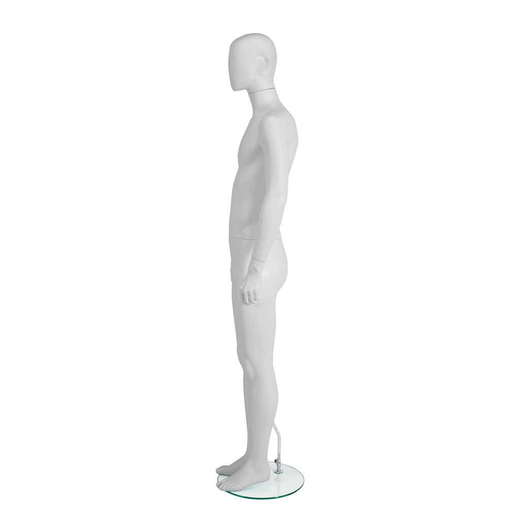 Witte herenetalagepop, kunststof, glazen voetplaat en kuitpin
