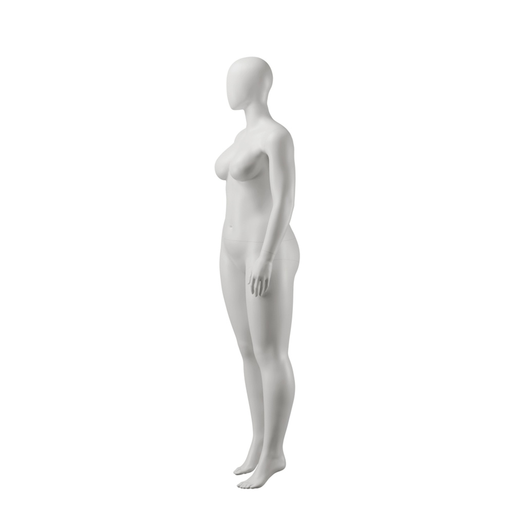 BINK - Plus size female mannequin with abstract head, size EU44, grey, standing pose 20
