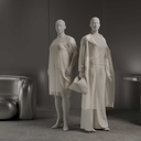 Dames paspop met grote maat, semi-abstract hoofd, confectiemaat 44EU, wit mat, staande pose 03