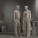 Dames paspop met grote maat, semi-abstract hoofd, confectiemaat 44EU, wit mat, staande pose 03