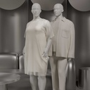 Dames paspop met grote maat, semi-abstract hoofd, confectiemaat 46EU, wit mat, staande pose 11