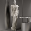 Dames paspop, semi-abstract hoofd, confectiemaat 38EU, wit mat, staande pose 09