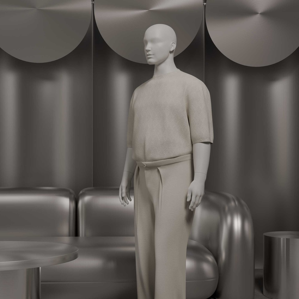 Heren paspop met grote maat, semi-abstract hoofd, confectiemaat XXL, wit mat, staande pose 102