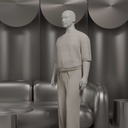 Heren paspop met grote maat, semi-abstract hoofd, confectiemaat XXL, wit mat, staande pose 102