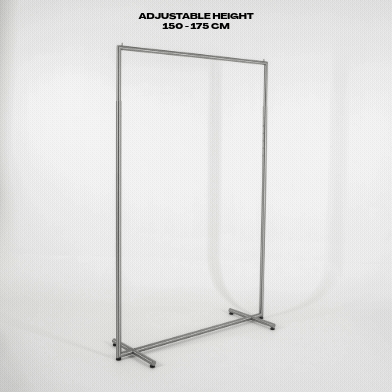 Verstelbaar kledingrek met ronde buizen, 120cm breed, geborsteld staal