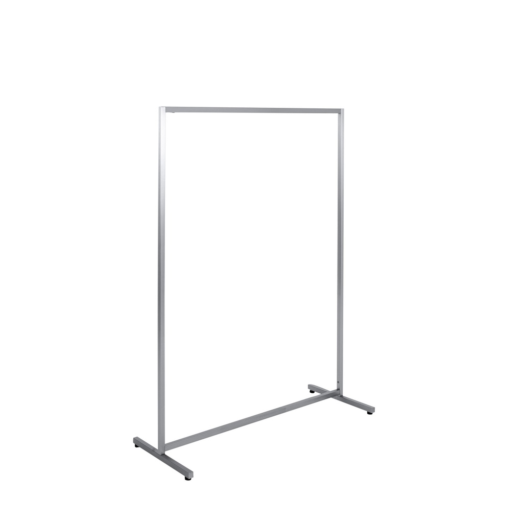 Stevig lang kledingrek, in vierkante metalen buis, geborsteld staal