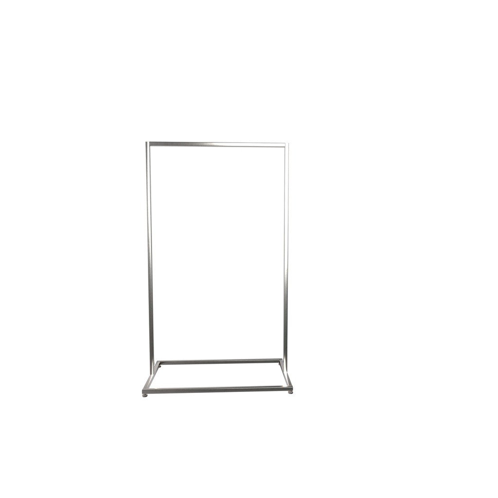Stevig kort kledingrek, in vierkante metalen buis, geborsteld staal
