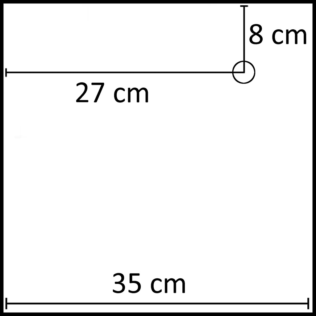 Vierkante voetplaat 35x35 cm, gepoederlakt staal wit, kuitpinconnector exclusief (27x8 cm)