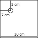 Vierkante voetplaat 30x30 cm, gepoederlakt staal wit, met aansluiting 7x5 cm 