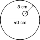 Ronde gehard glazen voet dia 40 cm, M12 nikkel aansluiting op 8 cm
